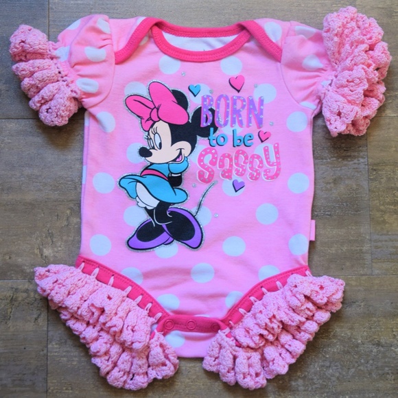 Disney's Minnie Bodysuit w/ Hand Crochet Ruffles - Picture 1 of 5